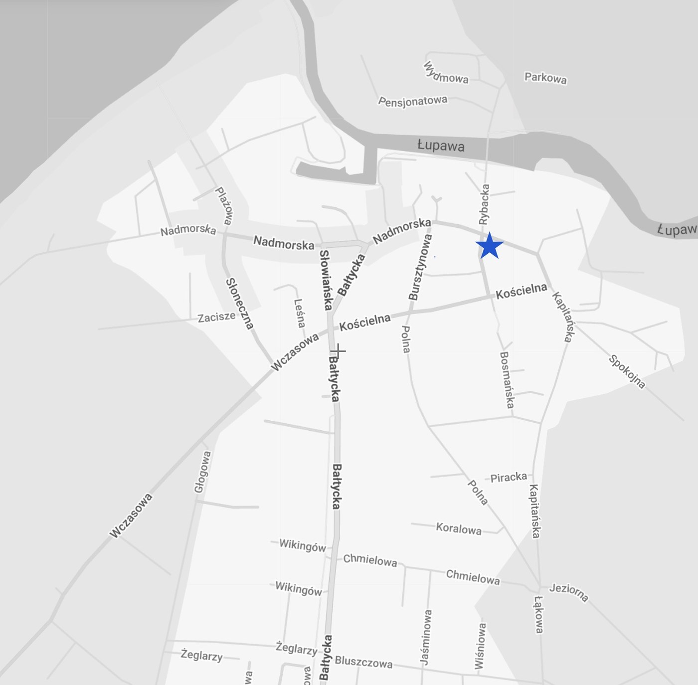 Mapa Rowów z zaznaczeniem Bosmańskiej Plaży